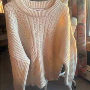 Sonoma Cream Cable Knit Crewneck Sweater